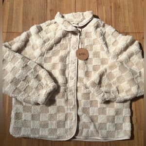 Bibi Checkered Sherpa Jacket Size M New